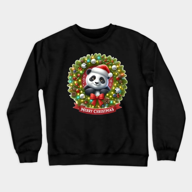 Panda merry christmas Crewneck Sweatshirt by World Famous Pandas